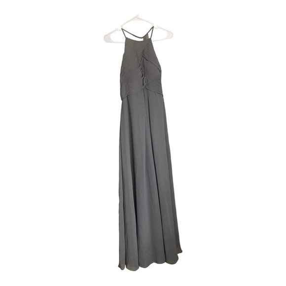Azazie Ginger A-Line Chiffon Floor Length bridesmaid dress -Steel Grey - Picture 7 of 9